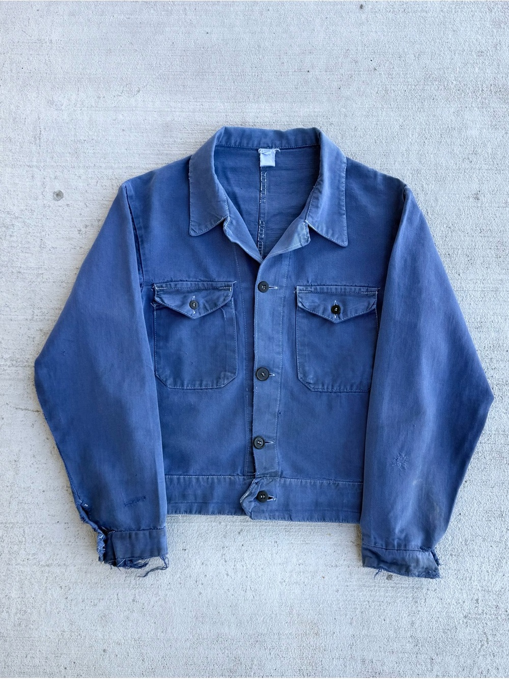 Vintage 60s 70s Euro Cyclist Cotton Boxy Cropped Chore Jacket French